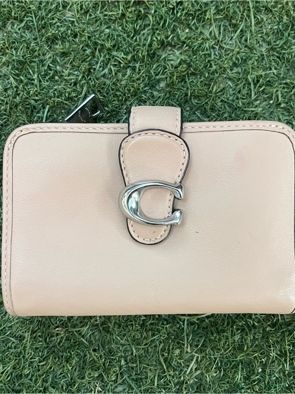 Coach Tabby Medium Leather Wallet Pink Silver Hardware